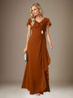 Vestido de gasa fruncido con escote en V y corte A de Stormy