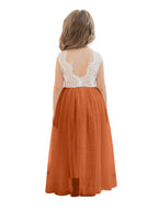 Vestido blanco de tul con encaje y corte en A hasta los tobillos (2003227597)