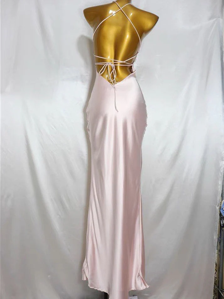 Vestido de fiesta largo ajustado rosa, vestido de noche Y8158