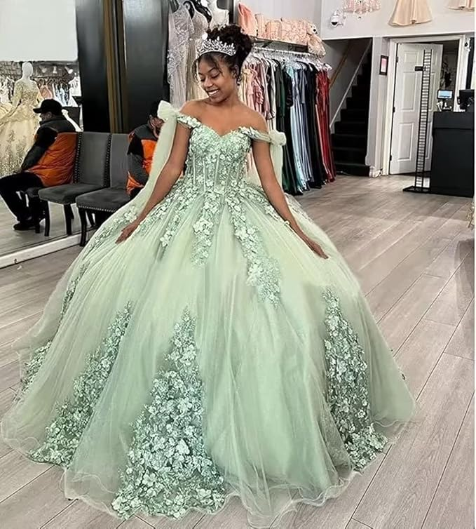 Damen Spaghetti Quinceanera Ballkleid Spitzenapplikation für Sweet 15 16 Kleider Y3038