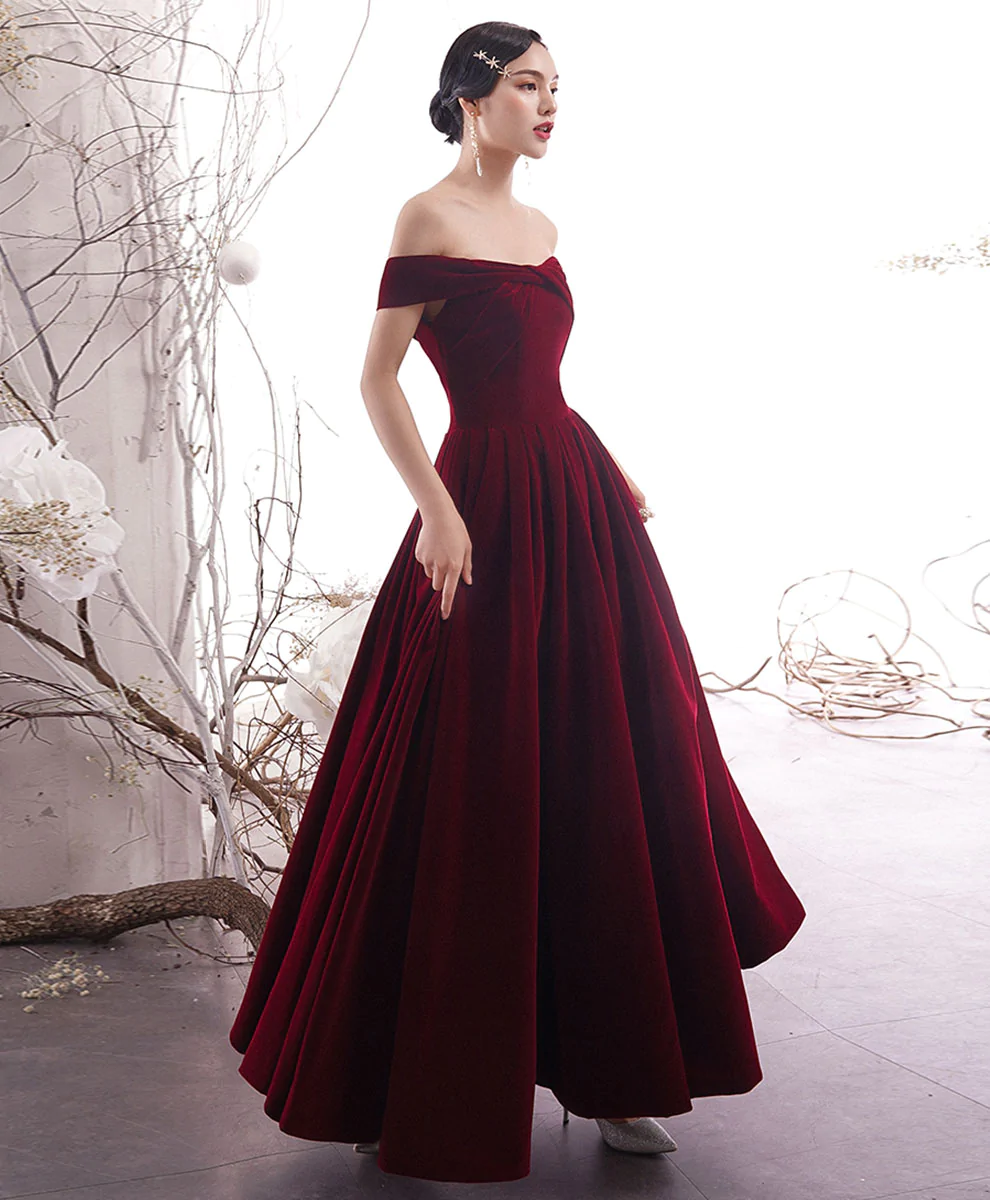 Einfaches Burgunderrotes Langes Ballkleid Burgunderrotes Abendkleid Y1428