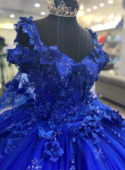 Vestido de quinceañera azul real con cola, estilo princesa, para fiesta de graduación y noche, largo, Y2479