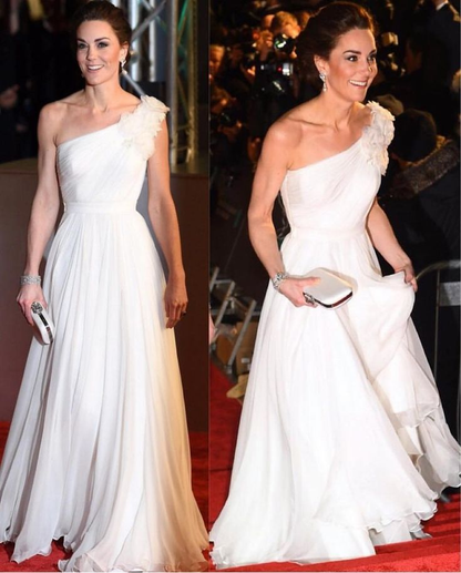 Elegantes weißes One-Shoulder-Tüll-Ballkleid, formelles Abendkleid Y8198