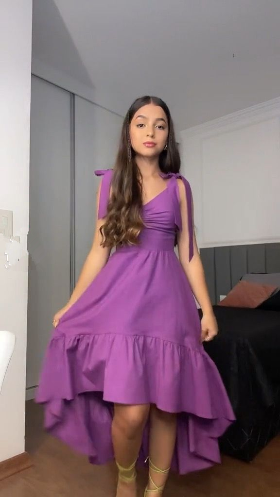 A-Linie Lila Hi-Low Ballkleid Cocktailkleid Y4505