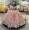 Sexy Quinceanera Kleid Erröten Rosa Spitze Appliques Kristall Perlen Schatz Mit Blumen Erröten Rosa Ballkleid Y5886