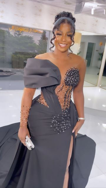 Graues Meerjungfrau-Abendkleid im afrikanischen Stil Y6096