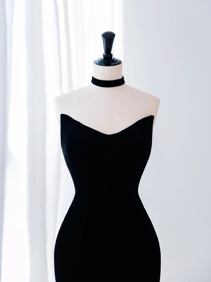 Schwarzes Meerjungfrau-Abendkleid aus Samt und Tüll, lang, Y4678