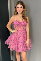 Trägerloses A-Linien-Heimkehrkleid mit Rüschen Y2831
