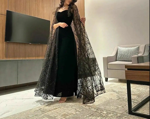 Vestido de noche negro elegante, vestido de noche de moda Y5545