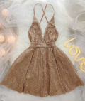Vestido sexy de lentejuelas con escote en V profundo para fiesta de bienvenida, vestido de fiesta de cumpleaños Y2999