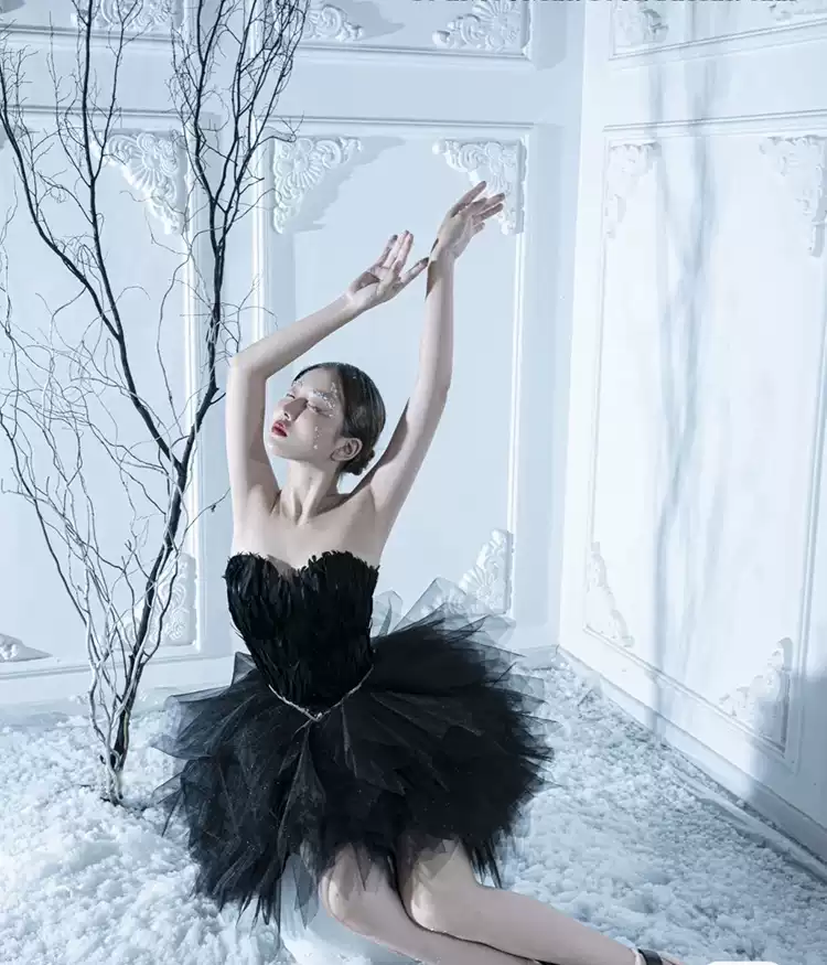 Schwarzes Tüll-Kurzes Homecoming-Kleid Trägerloses Homecoming-Kleid s38