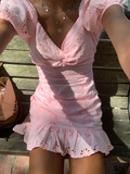 Precioso vestido rosa de bienvenida, vestido de fiesta corto rosa Y2151