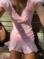Precioso vestido rosa de bienvenida, vestido de fiesta corto rosa Y2151