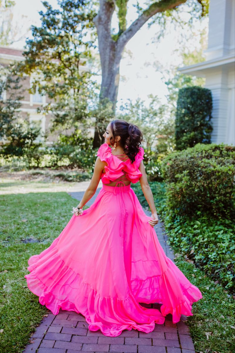 Chiffon A-Linie Rüschen Ballkleider für Damen V-Ausschnitt Lange Brautjungfernkleider Rückenfreies formelles Abendkleid Y3043