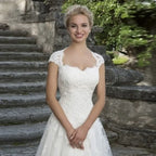 Cap Sleeve Wedding Dresses Amazing Neck Vestidos De Novia Appliques Vestido De Noiva Lace Robe De Mariée-payinti
