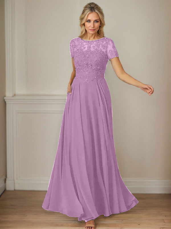 Vestido de gasa azul marino oscuro con escote barco, lentejuelas y corte en A