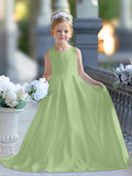 A-Linie Spitze Satin Bodenlang Erstkommunionkleid für Blumenmädchen 
