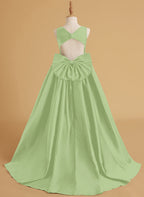 Duchesse-Linie/Princess-Linie Satin Sweep/Pinsel zug Blumenmädchenkleid 