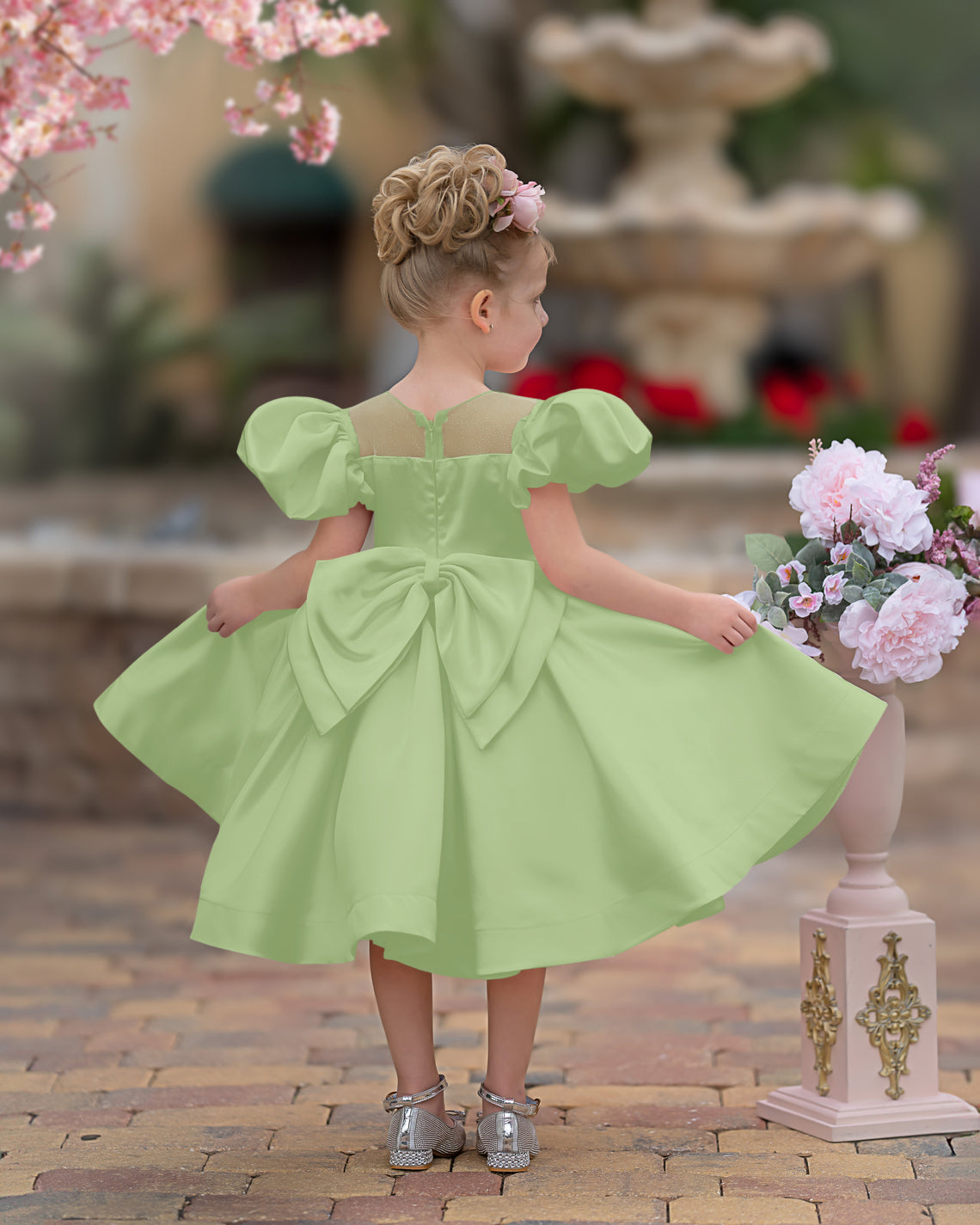 Duchesse-Linie/Princess-Linie Satin Knielang Blumenmädchenkleid 