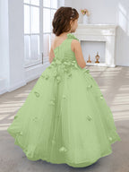 Duchesse-Linie/Princess-Linie Tüll Bodenlang Blumenmädchenkleid 