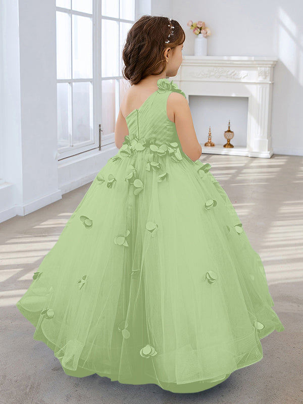 Duchesse-Linie/Princess-Linie Tüll Bodenlang Blumenmädchenkleid 