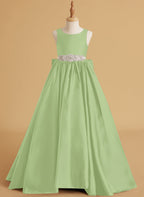 Duchesse-Linie/Princess-Linie Satin Sweep/Pinsel zug Blumenmädchenkleid 