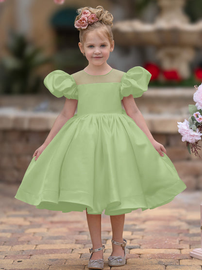 Duchesse-Linie/Princess-Linie Satin Knielang Blumenmädchenkleid 