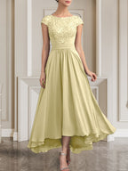 Vestido de gasa con encaje y lentejuelas para madre de la novia, corte A, largo hasta el suelo
