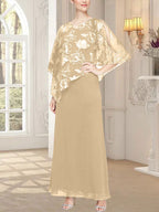 Vestido largo de malla brillante con corpiño asimétrico superpuesto novedoso