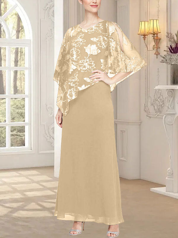 Vestido largo de malla brillante con corpiño asimétrico superpuesto novedoso