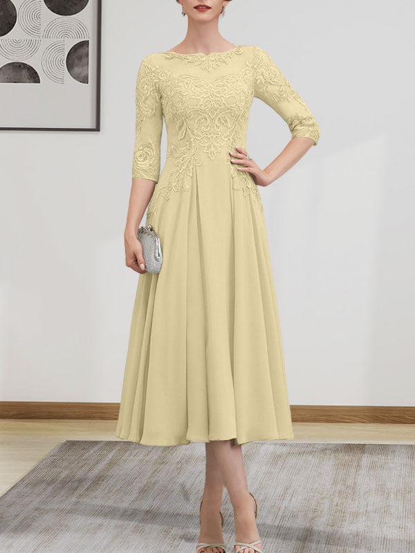Vestido de gasa con encaje, corte A, ilusión, largo hasta la rodilla, para madre de la novia, con lentejuelas y abalorios