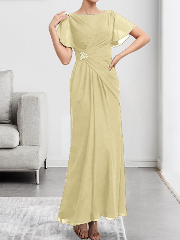 Vestido de gasa con encaje, corte A, ilusión, largo hasta la rodilla, para madre de la novia, con lentejuelas y abalorios