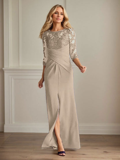 Plum Sheath Lace Stretch Crepe Mother of the Bride Dress