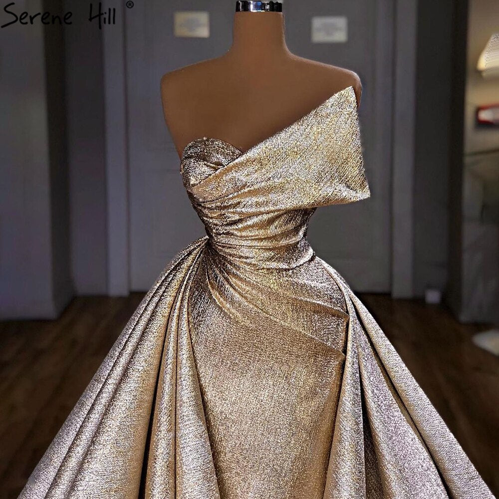 Vestidos de noche elegantes de sirena color champán, 2025, sin mangas, sencillos, para mujer, fiesta, LA70626A 