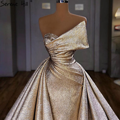 Vestidos de noche elegantes de sirena color champán, 2025, sin mangas, sencillos, para mujer, fiesta, LA70626A 