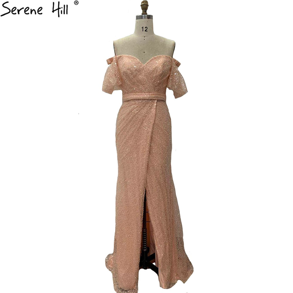 Champagner Kurzen Ärmeln Sexy Elegante Cocktail Kleid Meerjungfrau Split Cocktail Party Kleider 2025 LA70736S 