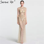 Im Angebot, keine Rückgabe, keine Rückerstattung. Champagner, transparentes, sexy Meerjungfrau-Abendkleid, ärmellos, Pailletten, Tüll, Abendkleider 2025 LA6156 