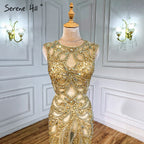 Im Angebot, keine Rückgabe, keine Rückerstattung. Champagner, transparentes, sexy Meerjungfrau-Abendkleid, ärmellos, Pailletten, Tüll, Abendkleider 2025 LA6156 