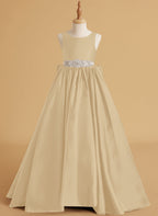 Duchesse-Linie/Princess-Linie Satin Sweep/Pinsel zug Blumenmädchenkleid 