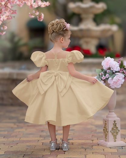 Duchesse-Linie/Princess-Linie Satin Knielang Blumenmädchenkleid 
