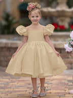 Duchesse-Linie/Princess-Linie Satin Knielang Blumenmädchenkleid 