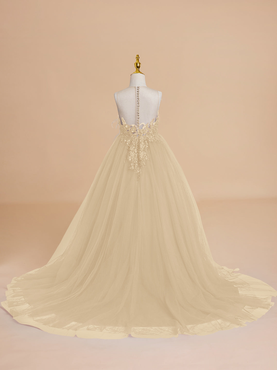 Ball-Gown/Princess Tulle Sweep Train Flower Girl Dress