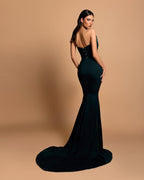 Charmantes Satin Säulen-Trägerloses Ärmelloses Langes Ballkleid mit Strass