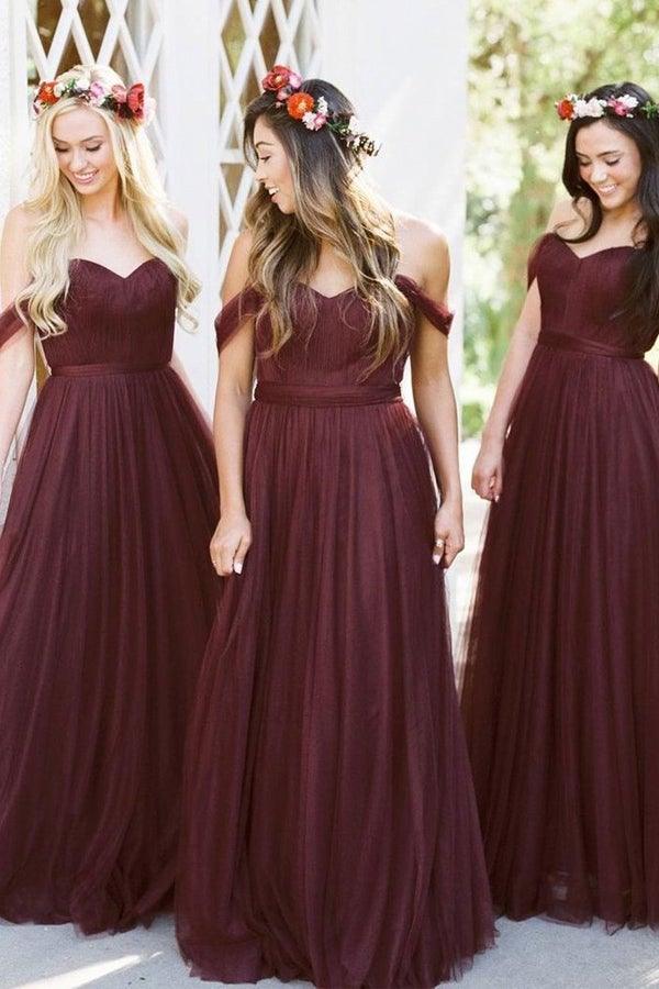 Vestidos de dama de honor burdeos Vestidos de dama de honor largos BD087