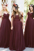 Vestidos de dama de honor burdeos Vestidos de dama de honor largos BD087