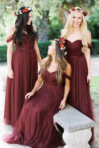 Vestidos de dama de honor burdeos Vestidos de dama de honor largos BD087