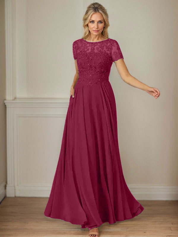 Vestido de gasa azul marino oscuro con escote barco, lentejuelas y corte en A