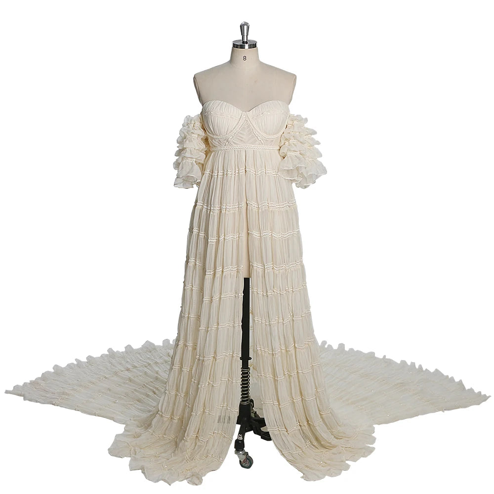 Chiffon Corset Photoshoot Dress Bohemian Maternity Gown for Special Occasions Pregnancy Shooting Dress Sunnderly SY231033