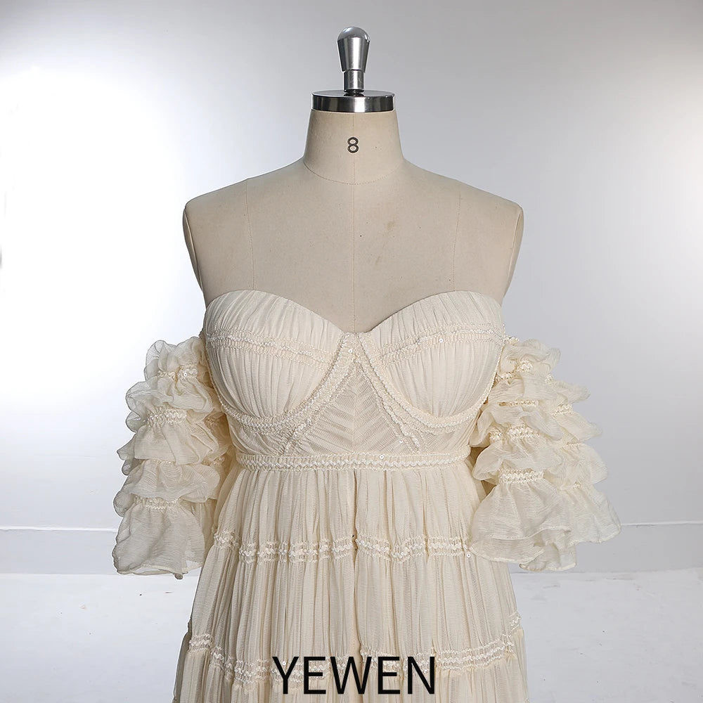 Vestido de gasa con corsé para sesión de fotos, estilo bohemio, para embarazadas, ocasiones especiales, Sunnderly SY231033 