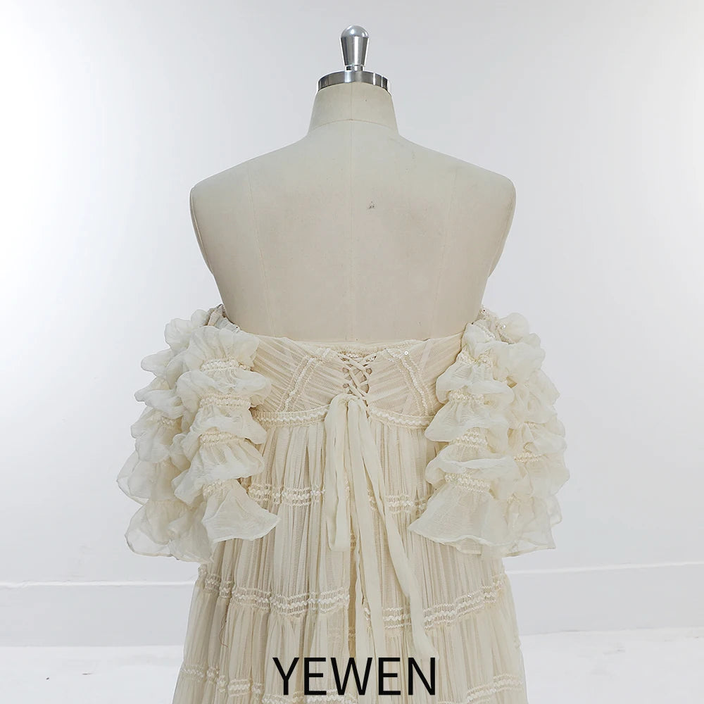Vestido de gasa con corsé para sesión de fotos, estilo bohemio, para embarazadas, ocasiones especiales, Sunnderly SY231033 